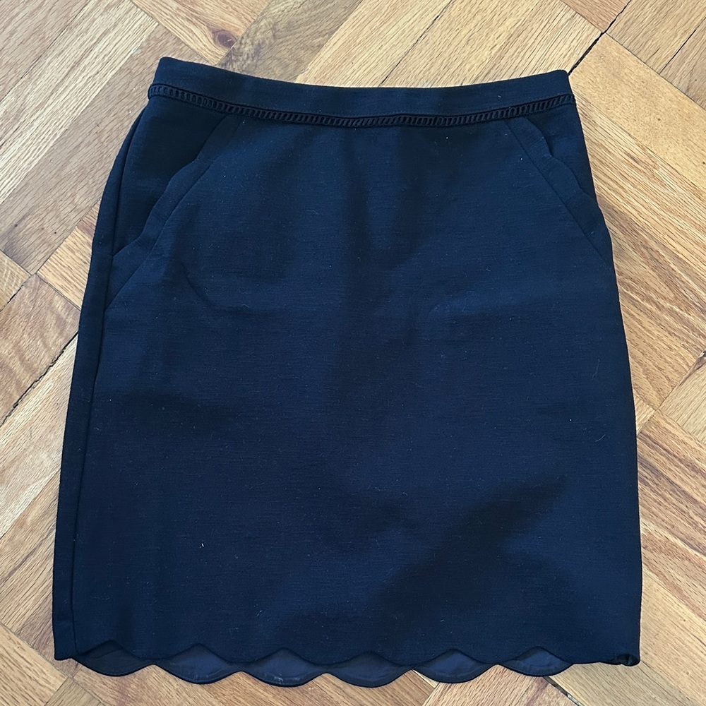 Skies Are Black Scalloped Pencil Skirt